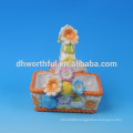 Flower design ceramic egg holder baskets for Easter day